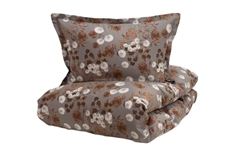 Turiform sengetøj - 140x200 cm - Cara grå - Blomstret sengetøj - 100% bomuldssatin sengesæt